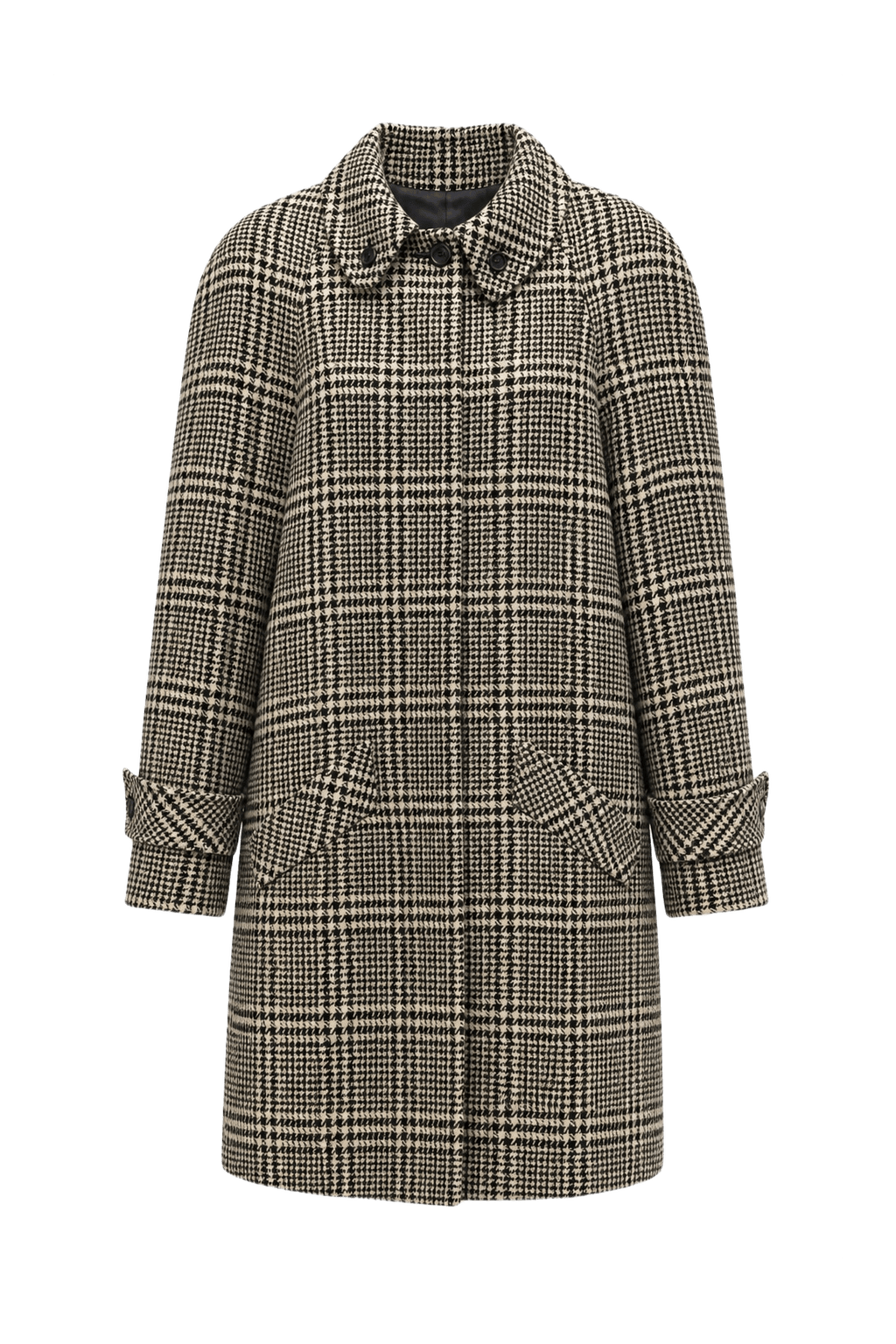 1990s Black and White Wool Coat - Front View