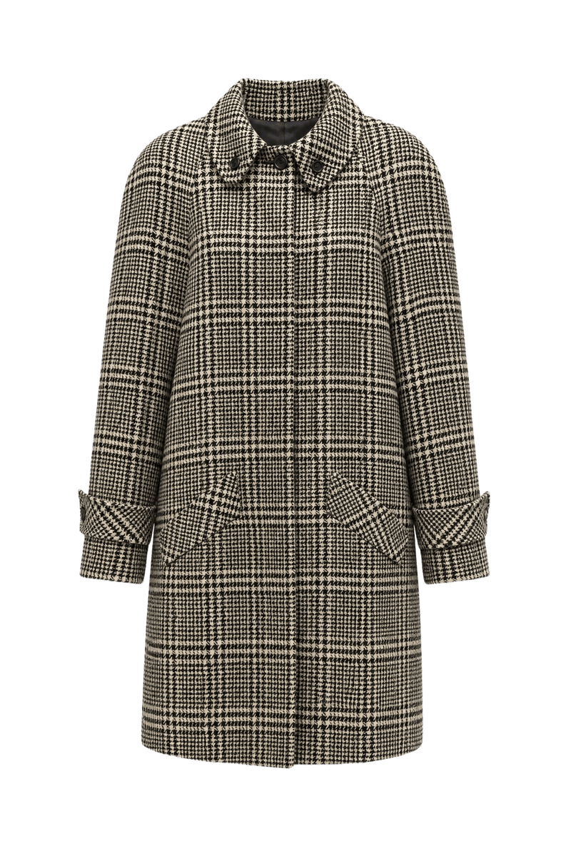 1990s Black and White Wool Coat - Front View