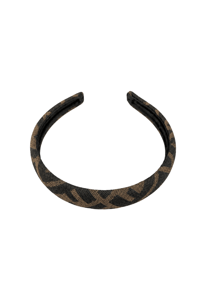 1990s Black Tan Fabric Headband - Front View