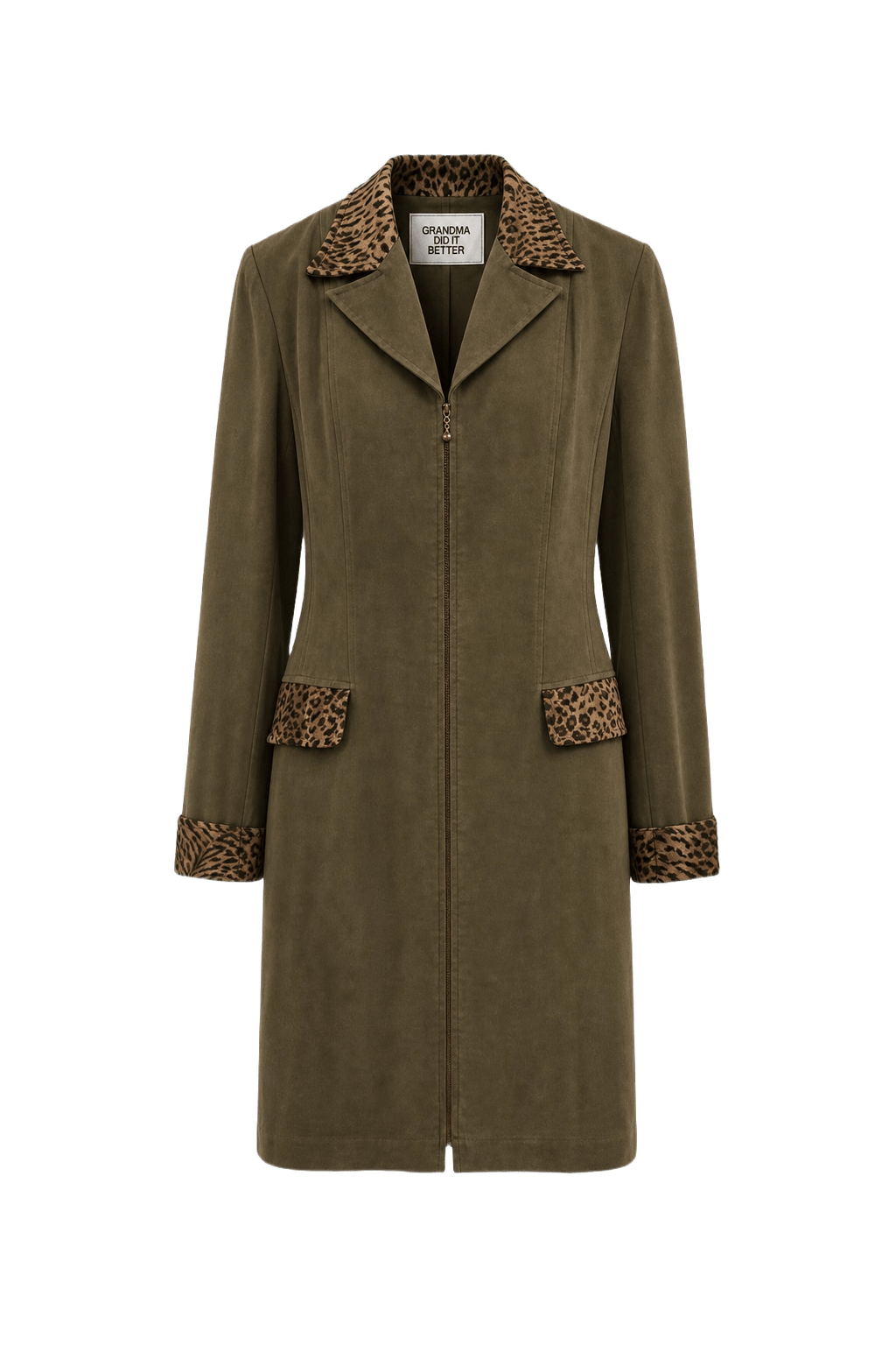 1990s Olive Green Wool Blend Coat - Front View