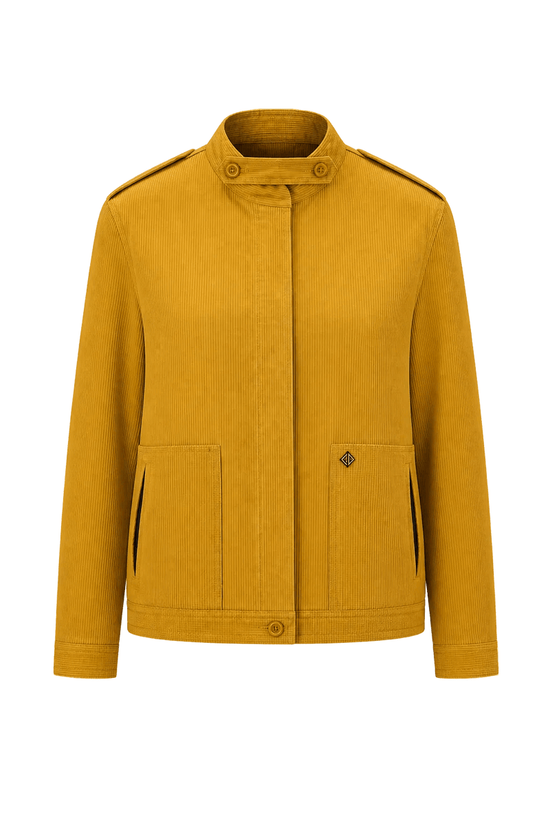 1990s Mustard Yellow Synthetic Blend Jacket - Front View
