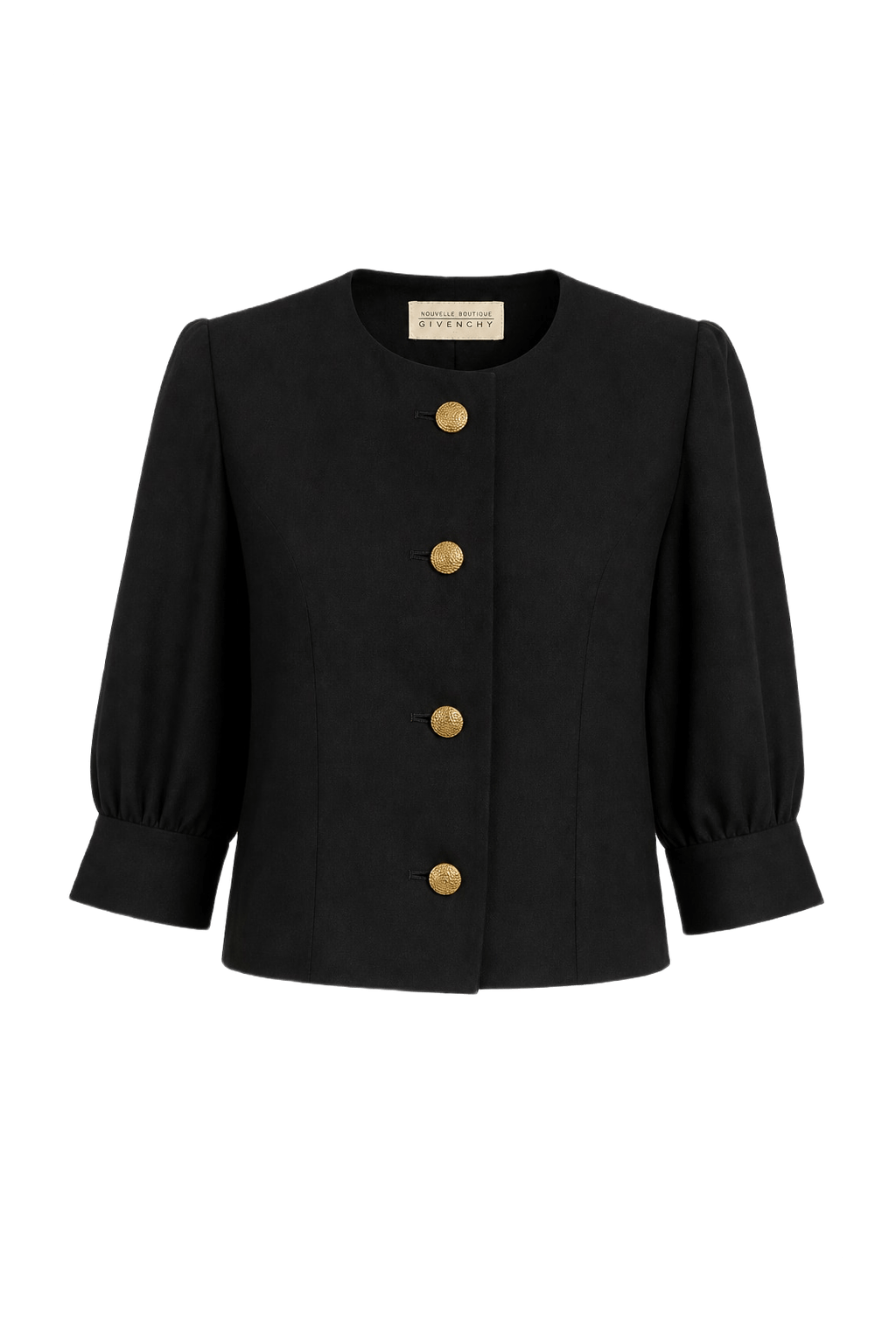 1980s Black Wool Blend Jacket - Front View