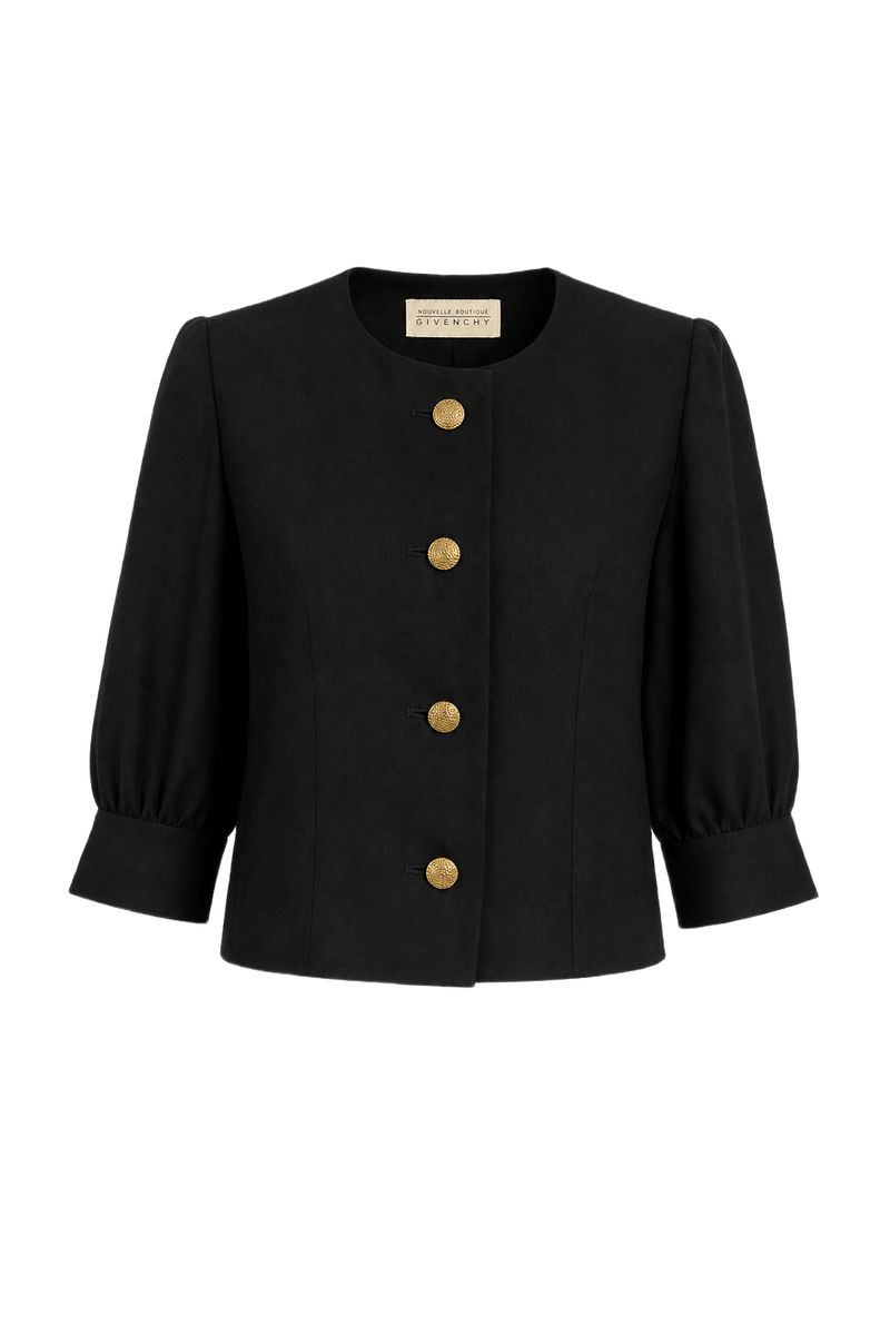 1980s Black Wool Blend Jacket - Front View