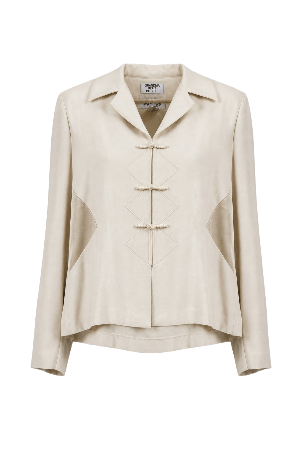 1970s Cream Rayon Blend Jacket - Front View