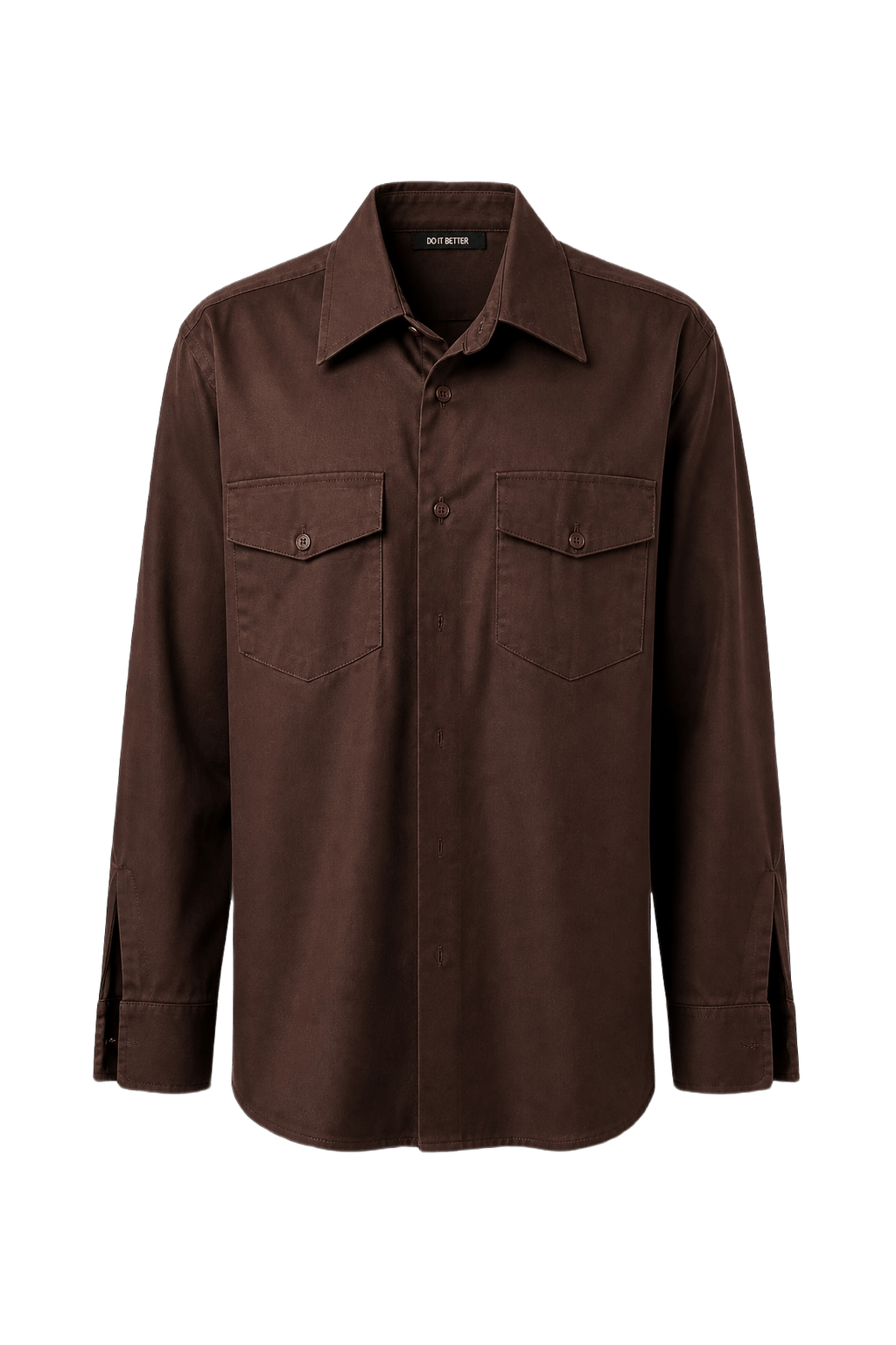 1970s Brown Cotton Shirt - Front View