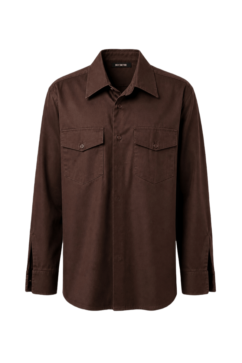 1970s Brown Cotton Shirt - Front View