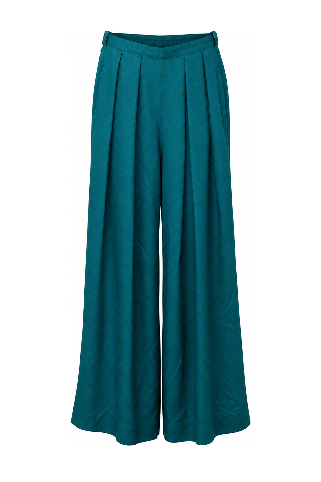 1990s Teal Silk Pants - Front View