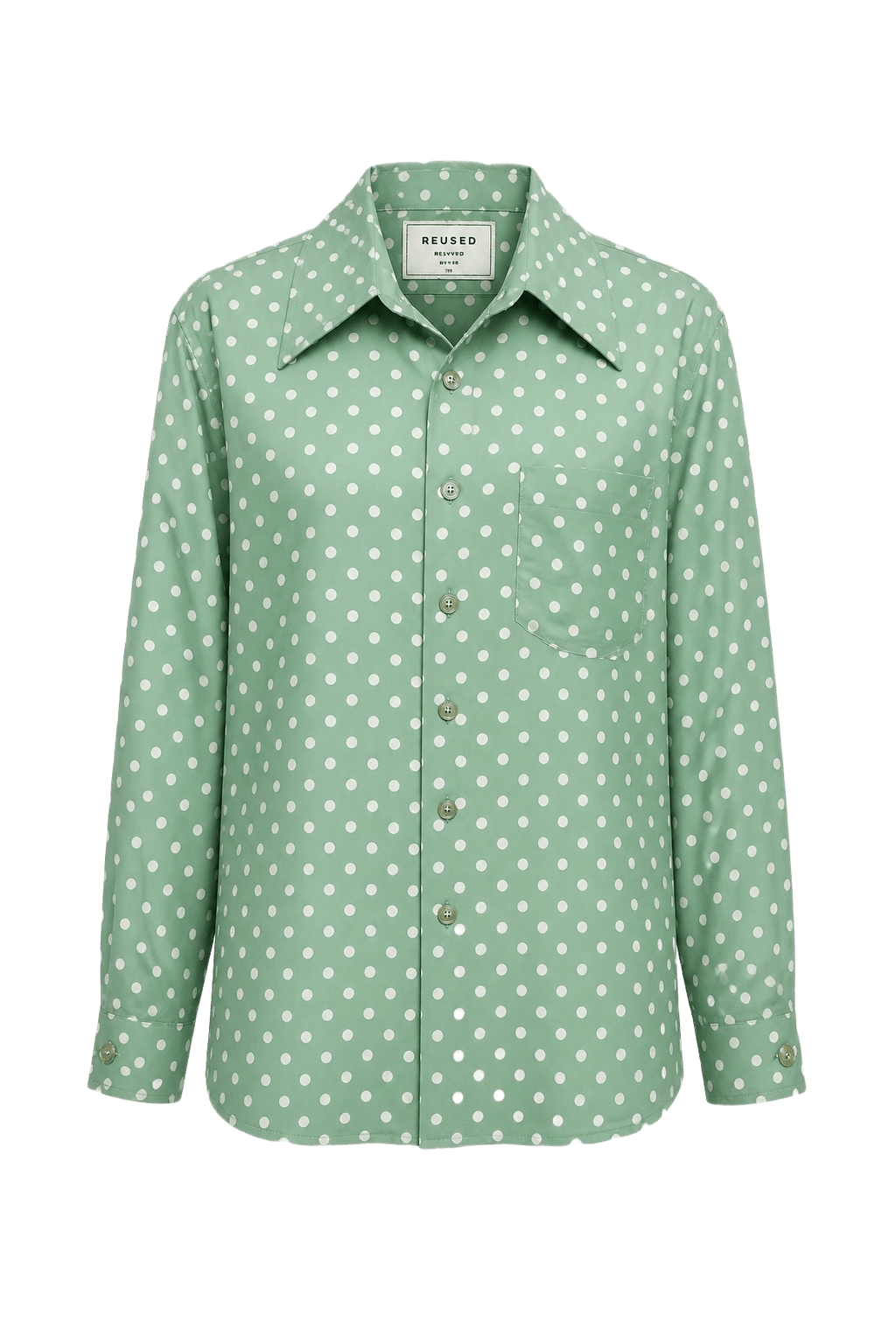 1970s Mint Green Polyester Shirt - Front View