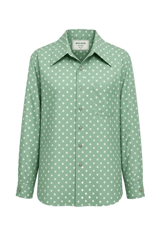 1970s Mint Green Polyester Shirt - Front View