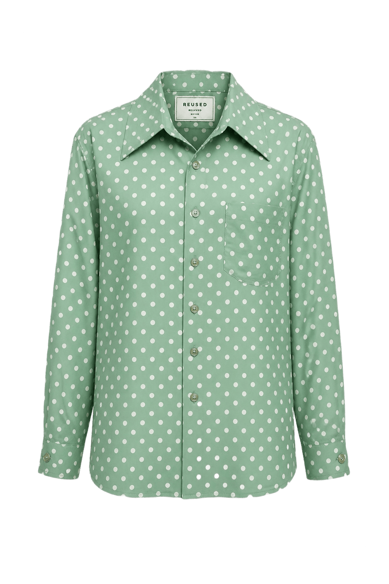 1970s Mint Green Polyester Shirt - Front View