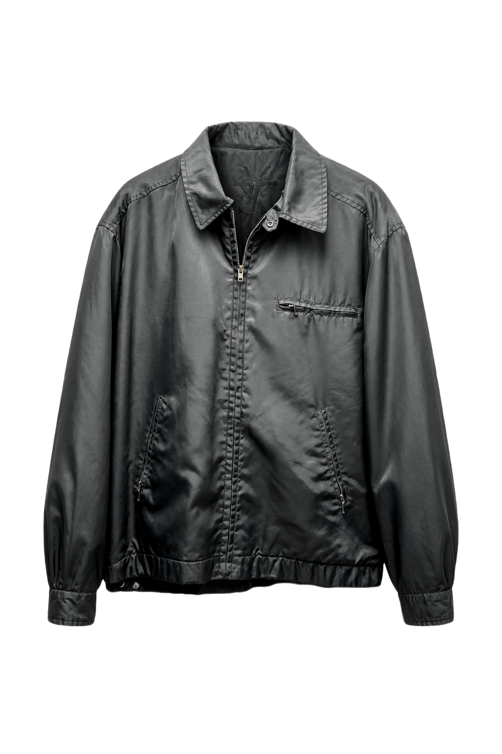 1980s Black Synthetic Jacket - Front View