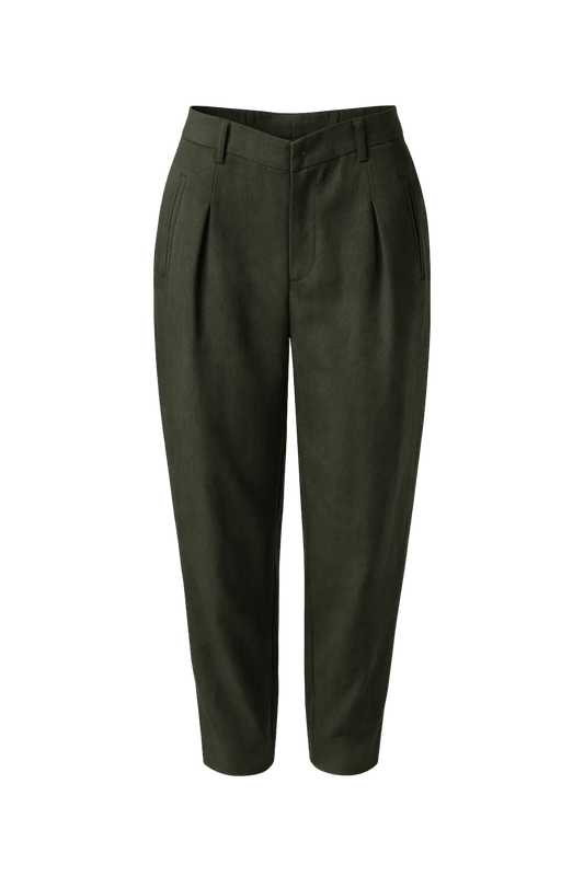 1990s Olive Green Cotton Trousers - Front View