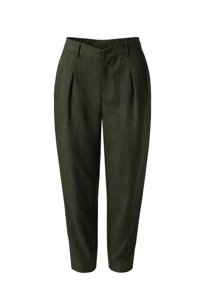 1990s Olive Green Cotton Trousers - Front View
