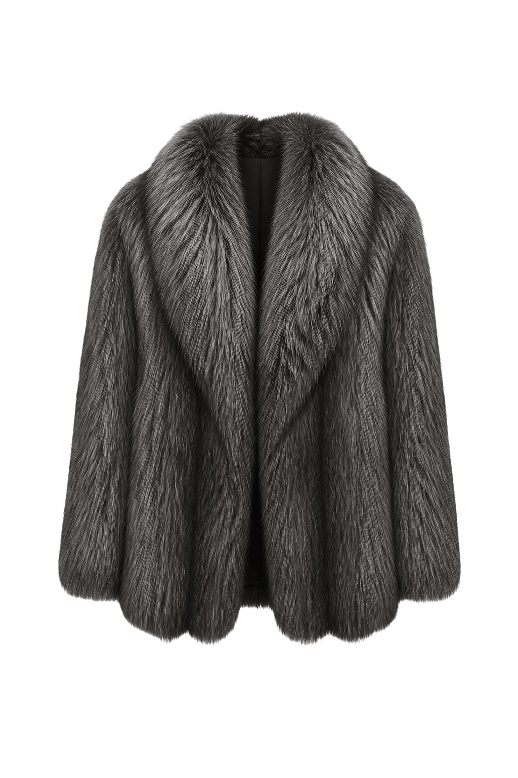 1980s Grey Fur Coat - Front View