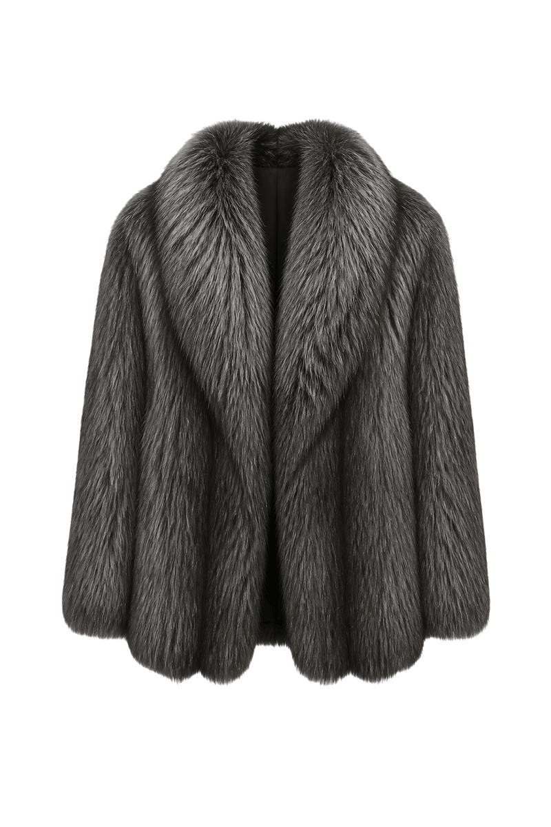 1980s Grey Fur Coat - Front View