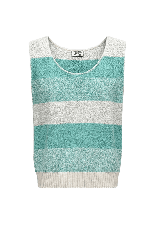 1980s Aqua Wool Blend Tank Top - Front View