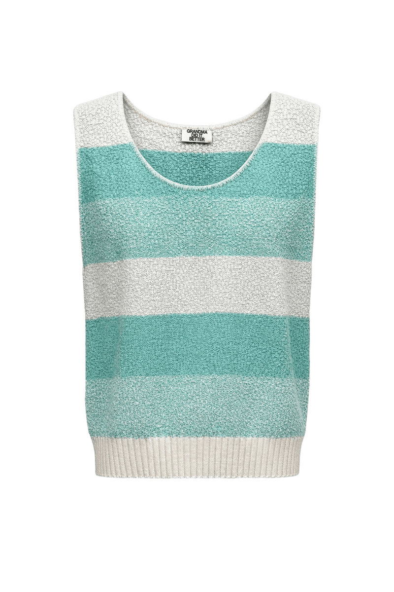 1980s Aqua Wool Blend Tank Top - Front View
