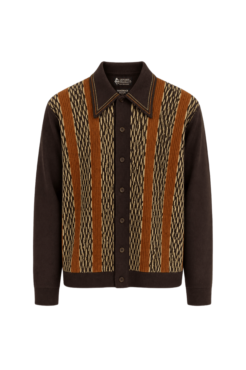 1960s Brown Polyester Jacket - Front View