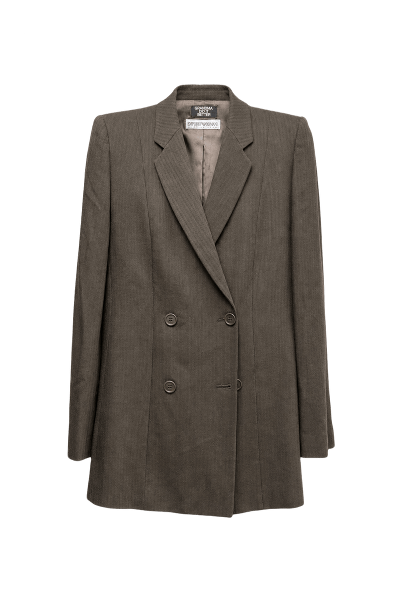 1980s Brown Wool Blend Blazer - Front View