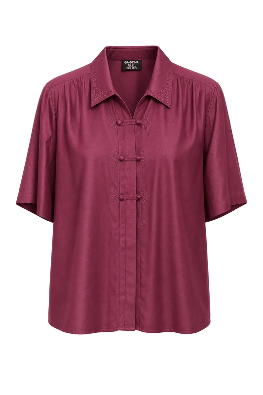 1970s Dusty Rose Pink Silk Blend Blouse - Front View