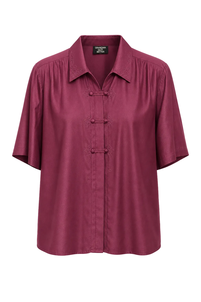1970s Dusty Rose Pink Silk Blend Blouse - Front View