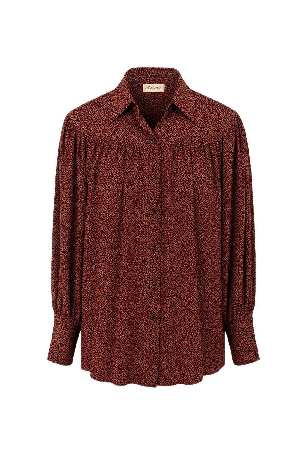 1980s Red Polyester Blouse - Front View