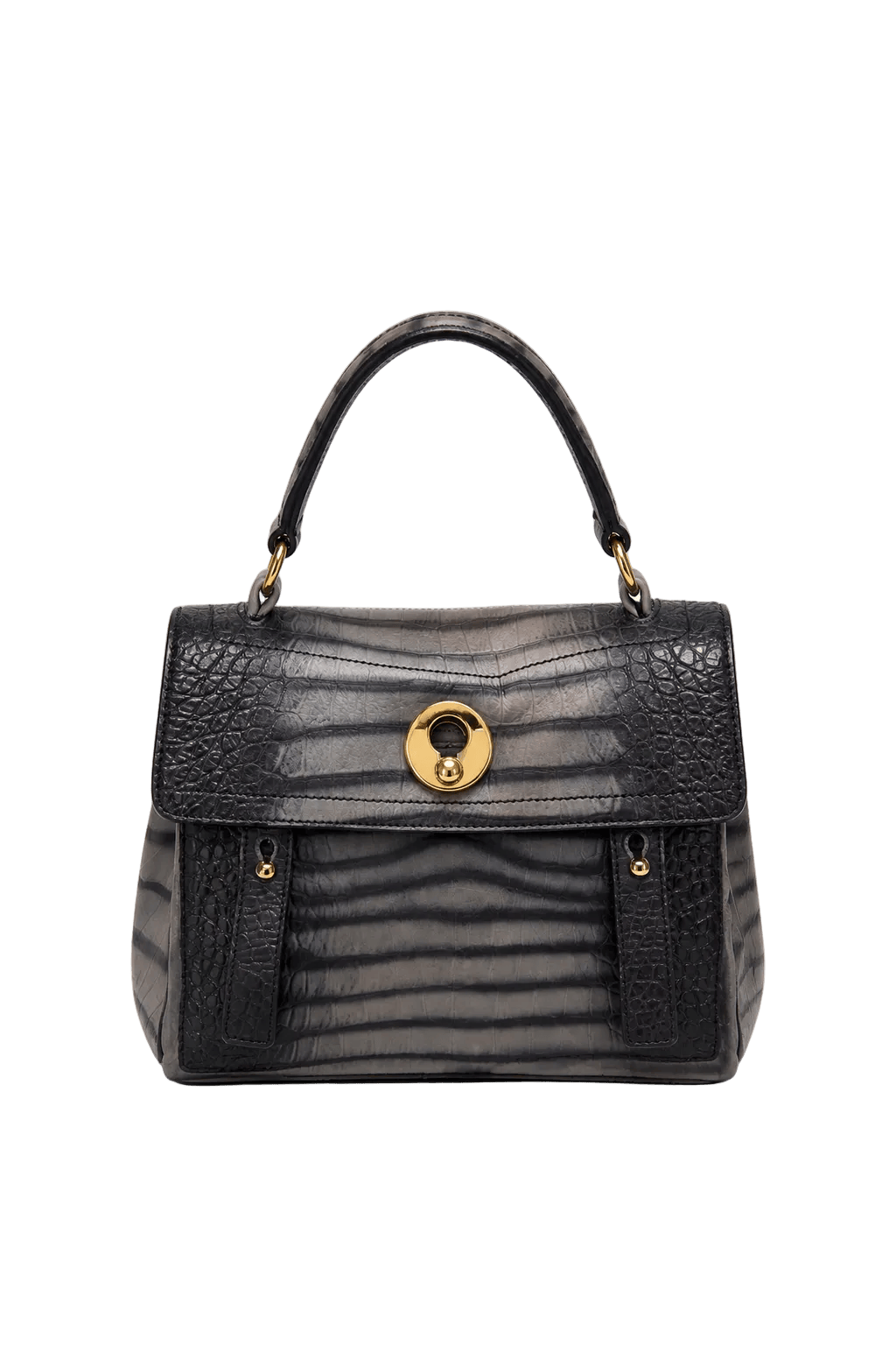 1990s Black Leather Handbag - Front View