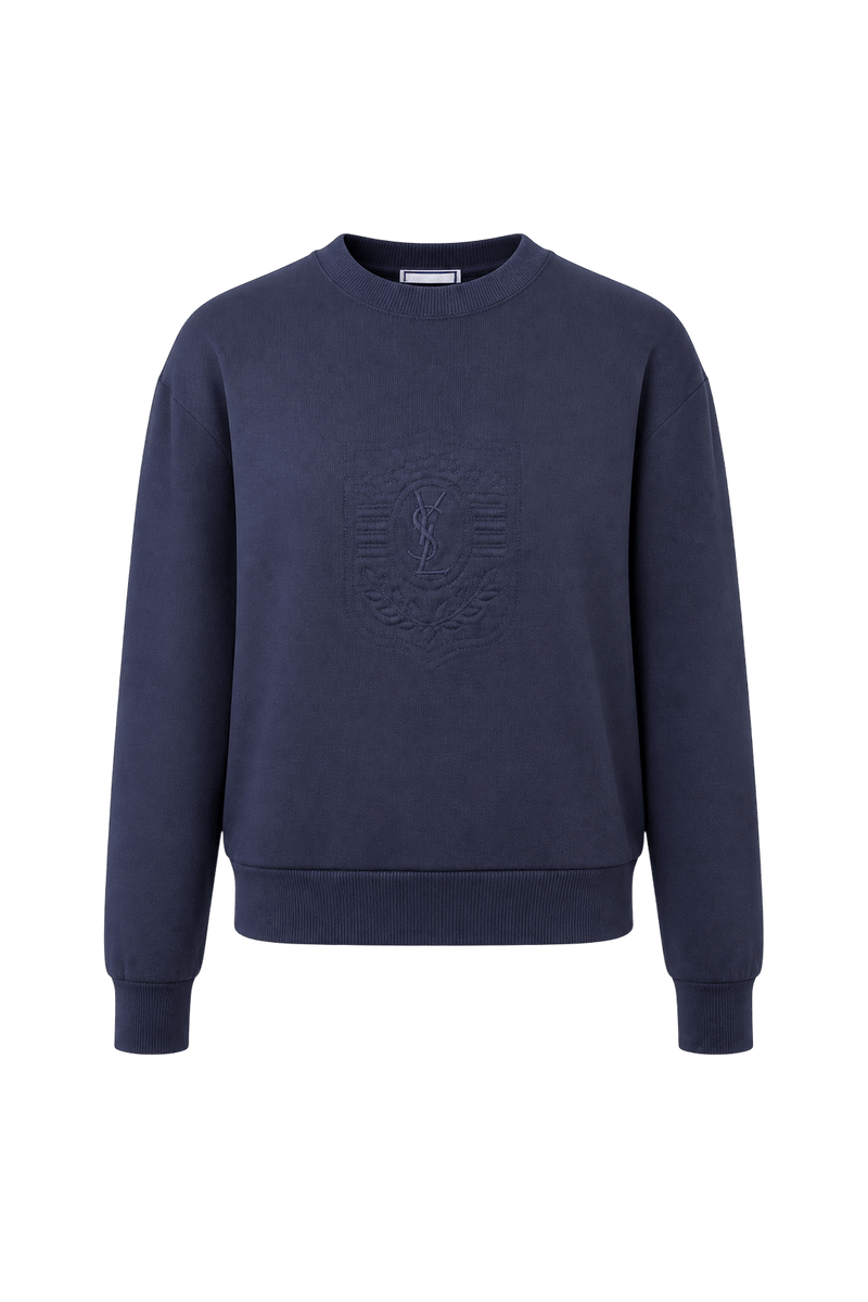 1990s Navy Blue Cotton Sweater - Front View