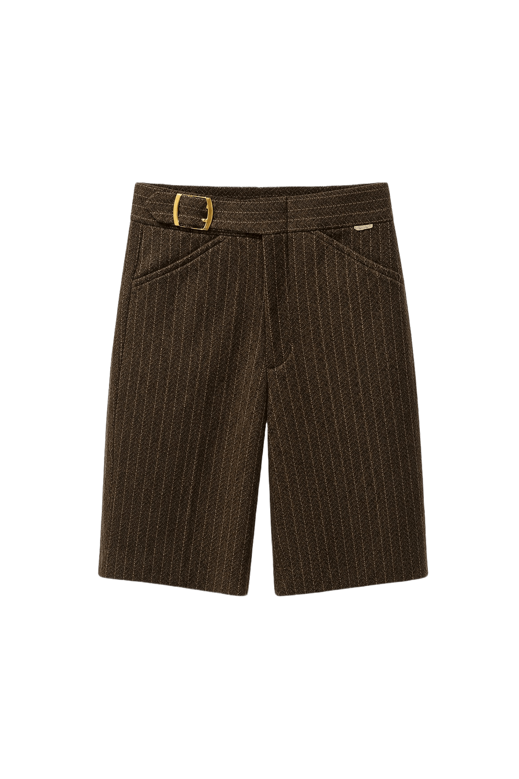1960s Brown Polyester Blend Shorts - Front View