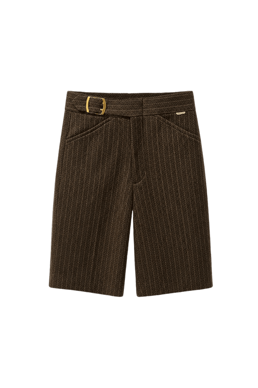 1960s Brown Polyester Blend Shorts - Front View