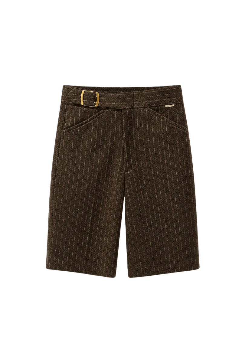 1960s Brown Polyester Blend Shorts - Front View