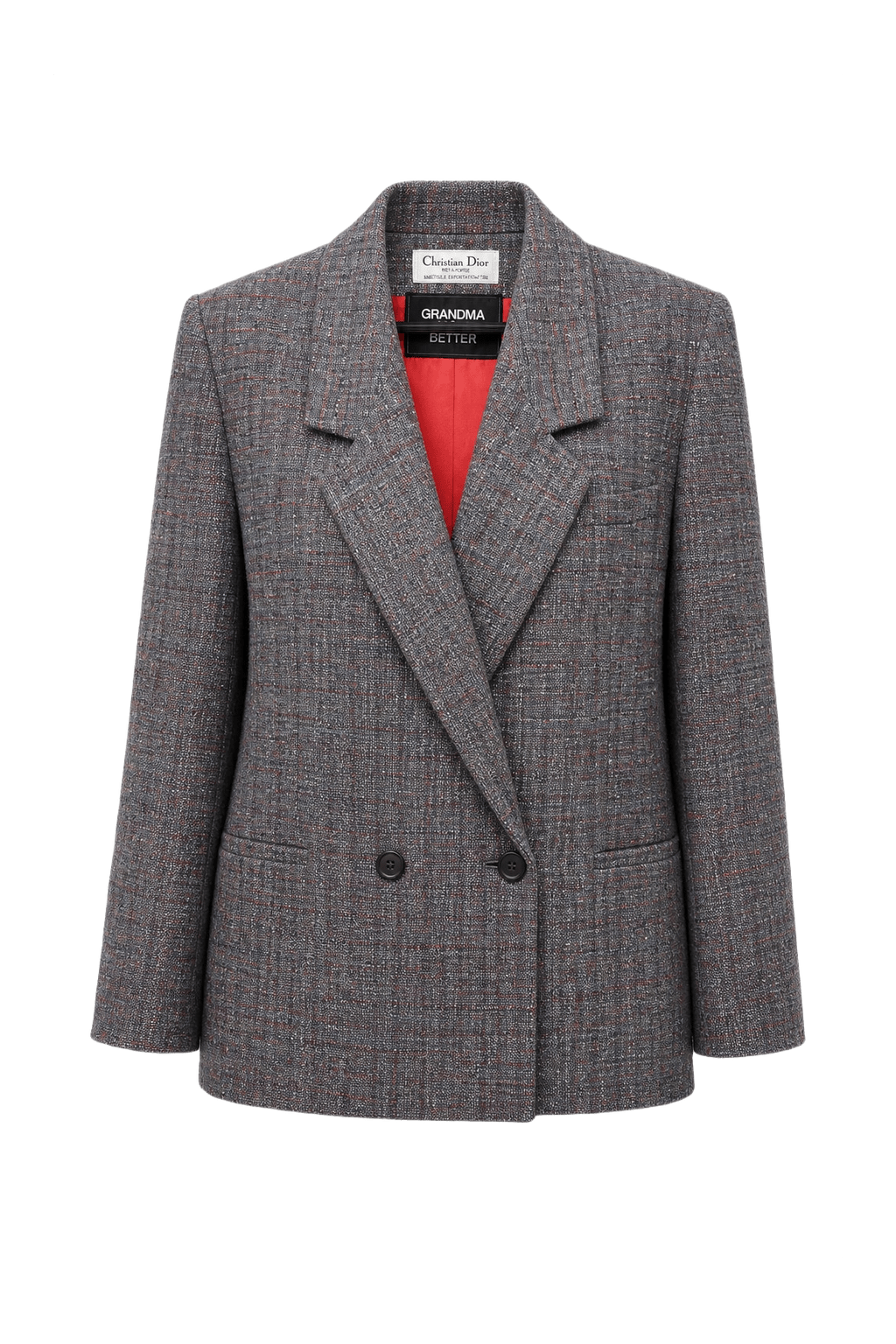 1980s Gray Wool Blend Blazer - Front View