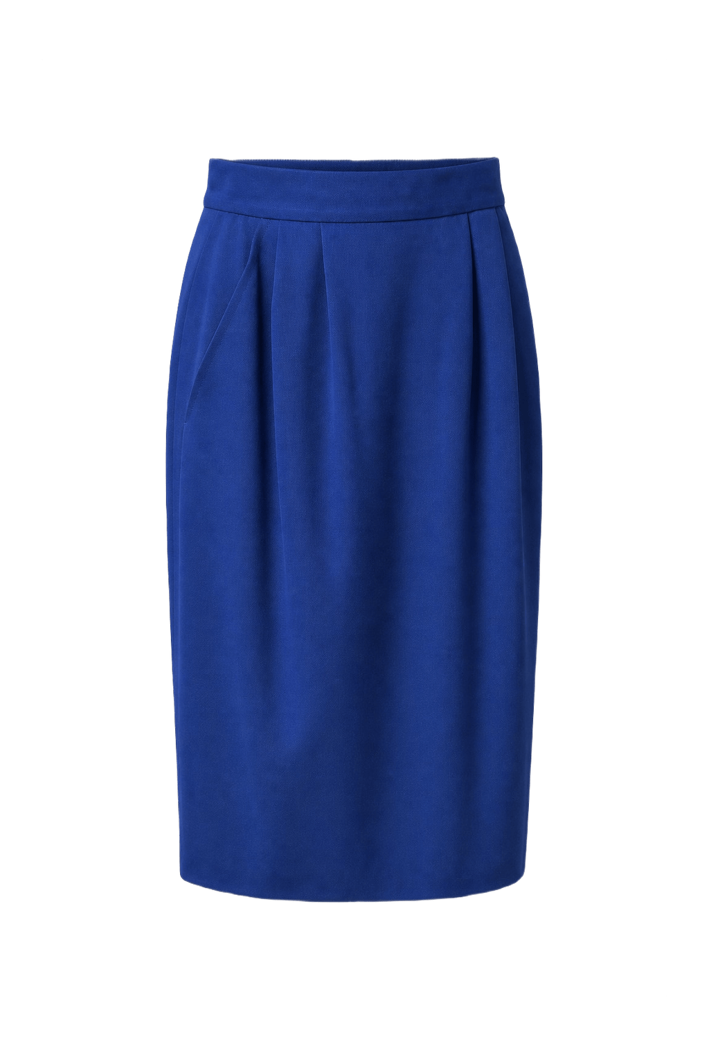 1980s Royal Blue Synthetic Blend Skirt - Front View