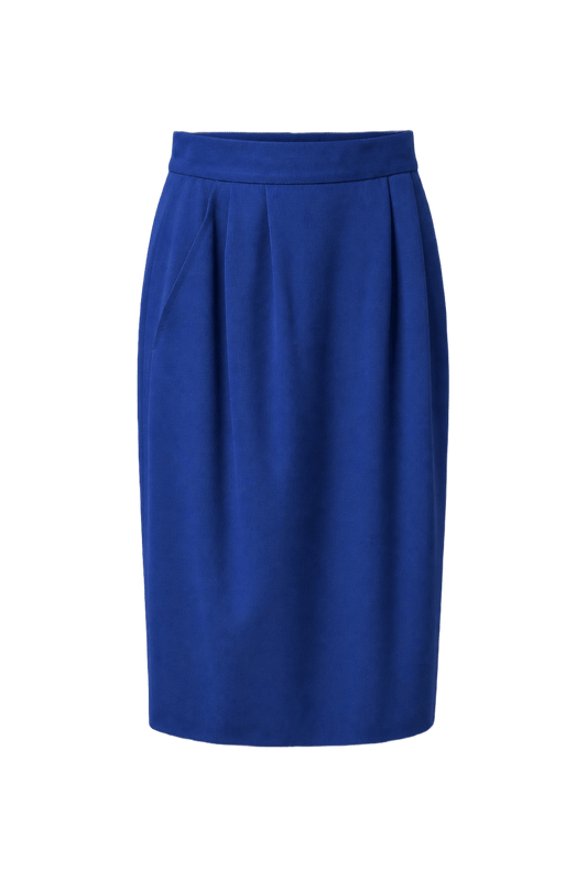 1980s Royal Blue Synthetic Blend Skirt - Front View