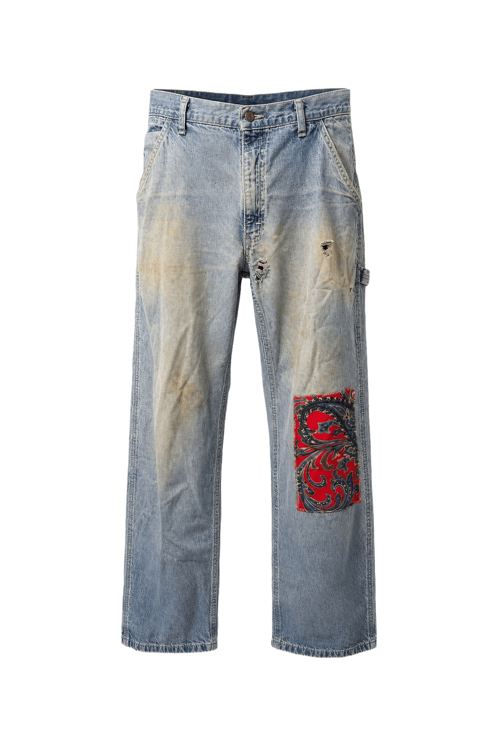 1990s Light Blue Cotton Jeans - Front View