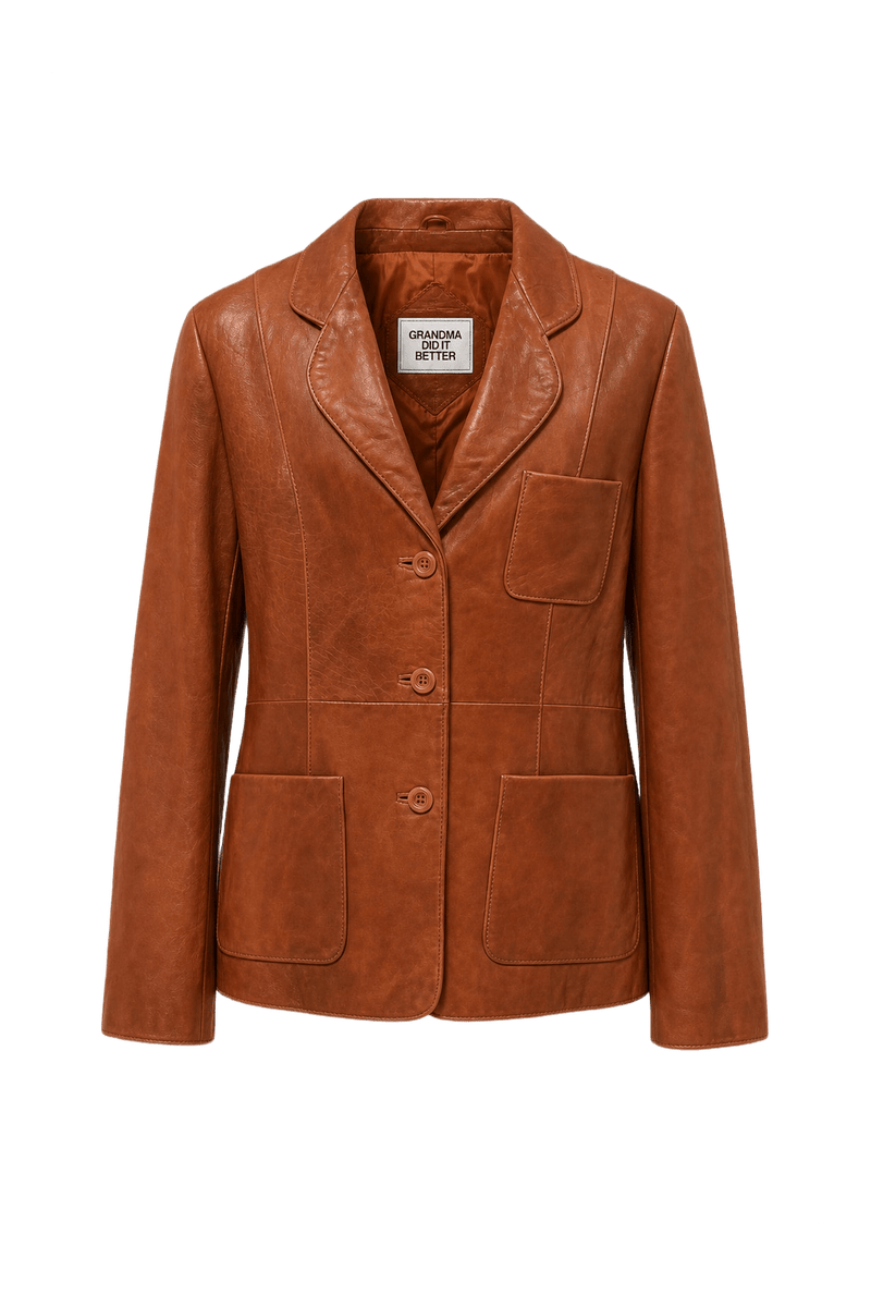1980s Rust Brown Leather Jacket - Front View