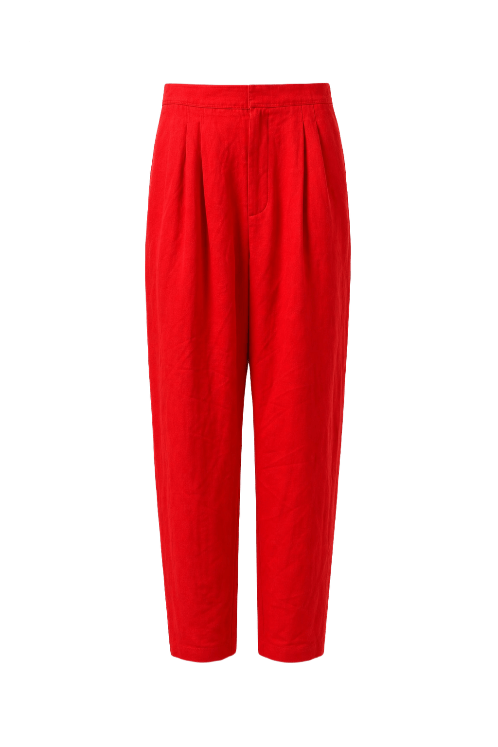 1990s Bright Red Cotton Trousers - Front View