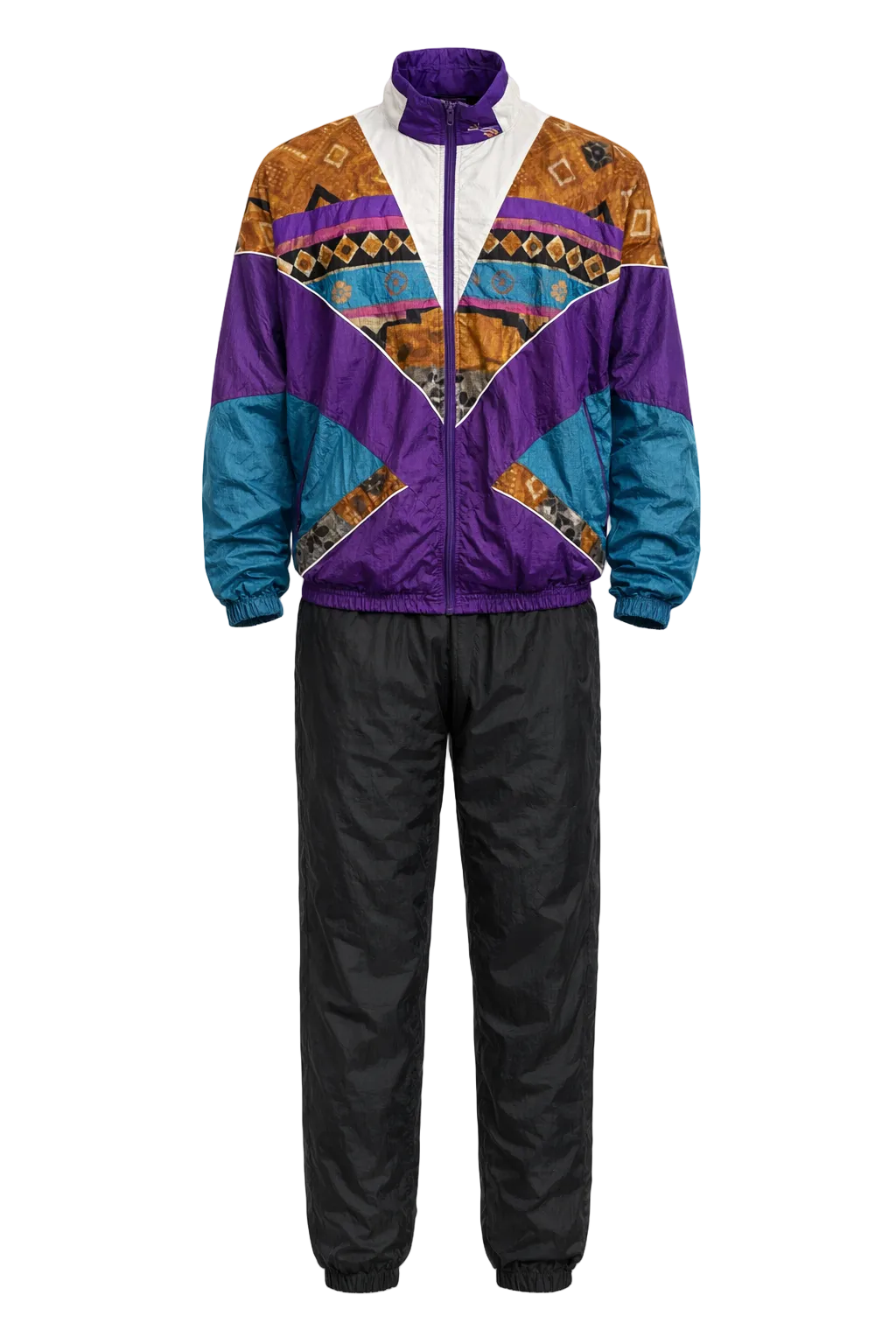 1980s Multicolored Nylon Tracksuit - Front View