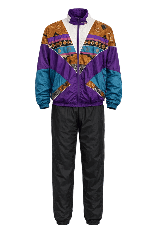 1980s Multicolored Nylon Tracksuit - Front View