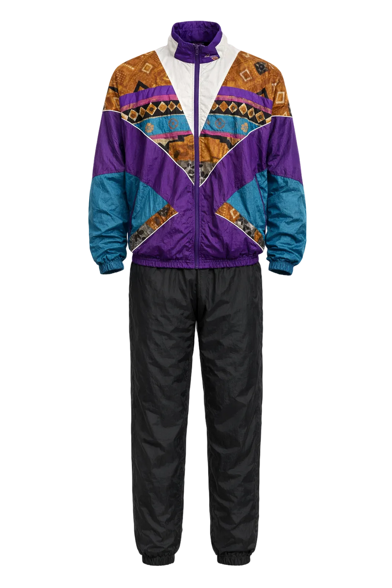 1980s Multicolored Nylon Tracksuit - Front View