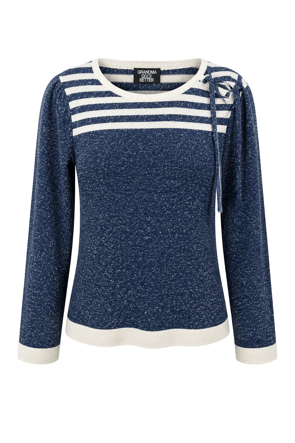 1980s Navy Blue Wool Blend Sweater - Front View