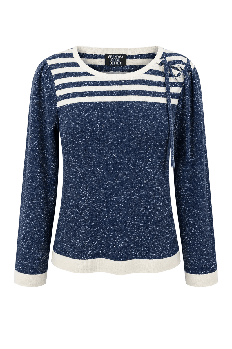 1980s Navy Blue Wool Blend Sweater - Front View