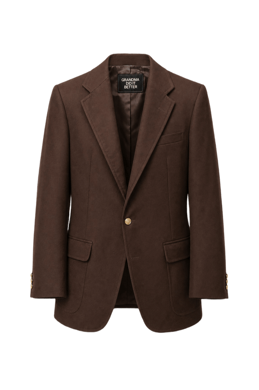 1960s Brown Wool Blend Blazer - Front View