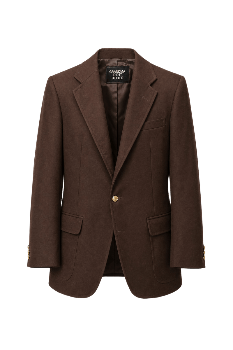 1960s Brown Wool Blend Blazer - Front View