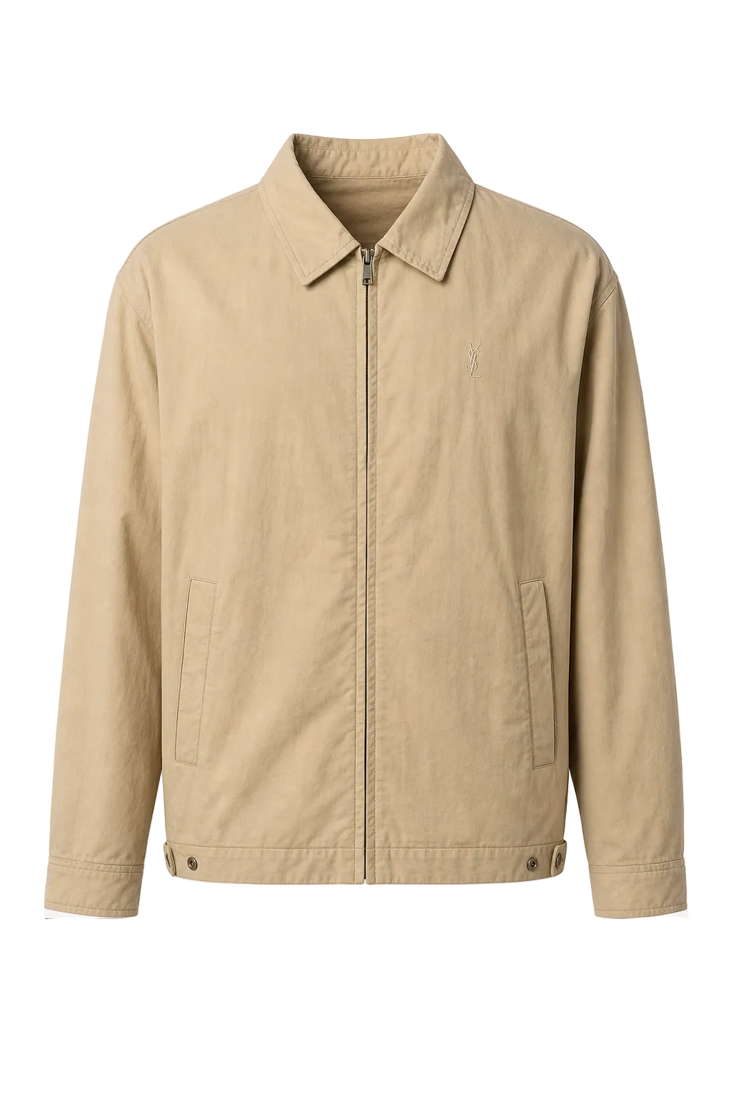 1980s Beige Cotton Blend Jacket - Front View