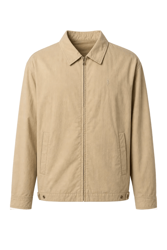 1980s Beige Cotton Blend Jacket - Front View