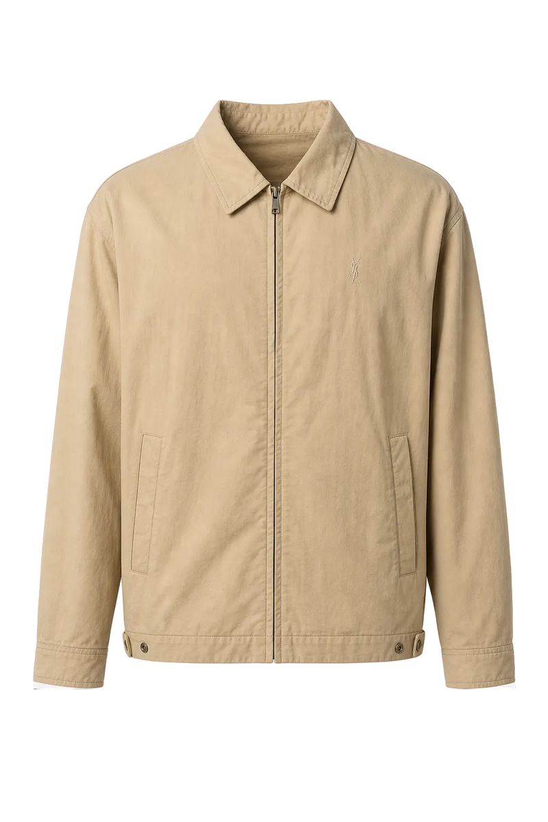 1980s Beige Cotton Blend Jacket - Front View