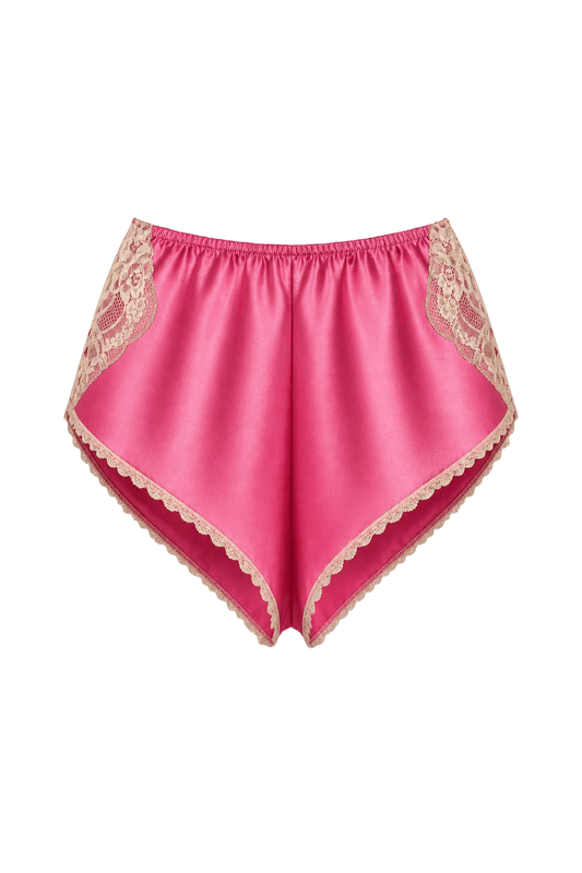 1990s Pink Silk Shorts - Front View