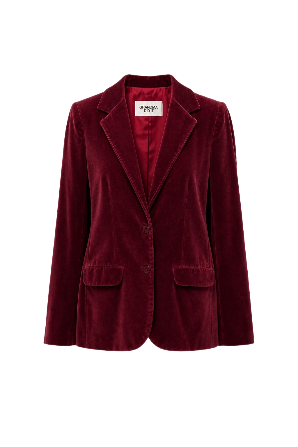 1980s Burgundy Velvet Blazer - Front View