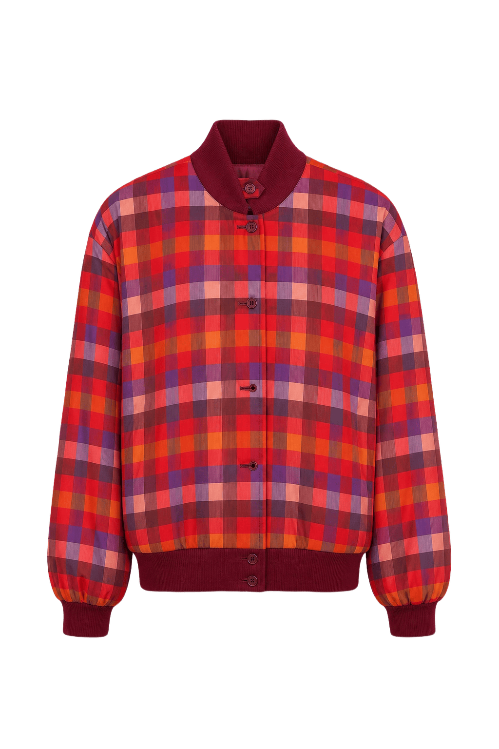 1980s Red Polyester Jacket - Front View